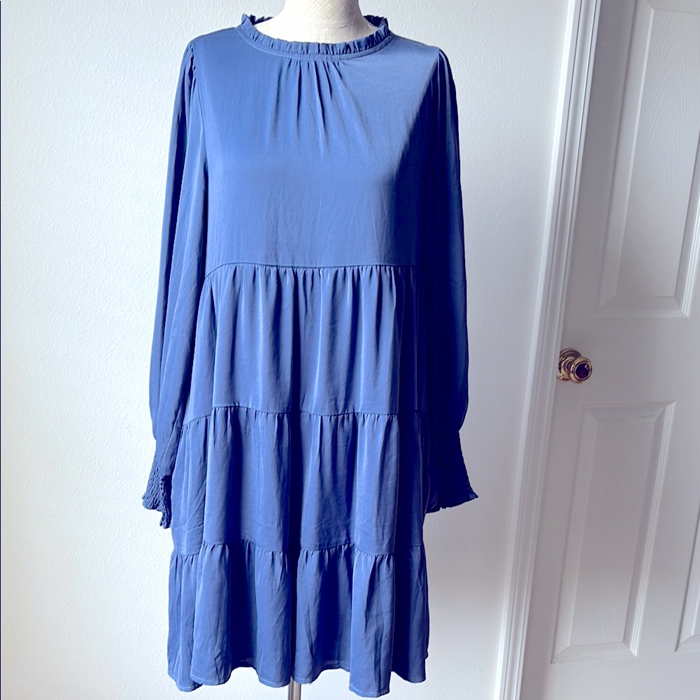 Nwt Blue Tiered Dress. Size M